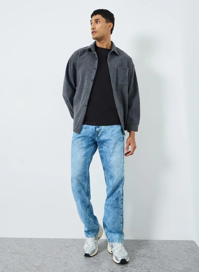 Men Light Blue Mid-Wash Relaxed Fit Jeans